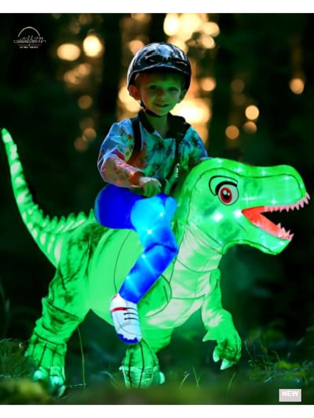 Kids Inflatable Dinosaur Costume with LED Light Blow Up T-Rex for Halloween